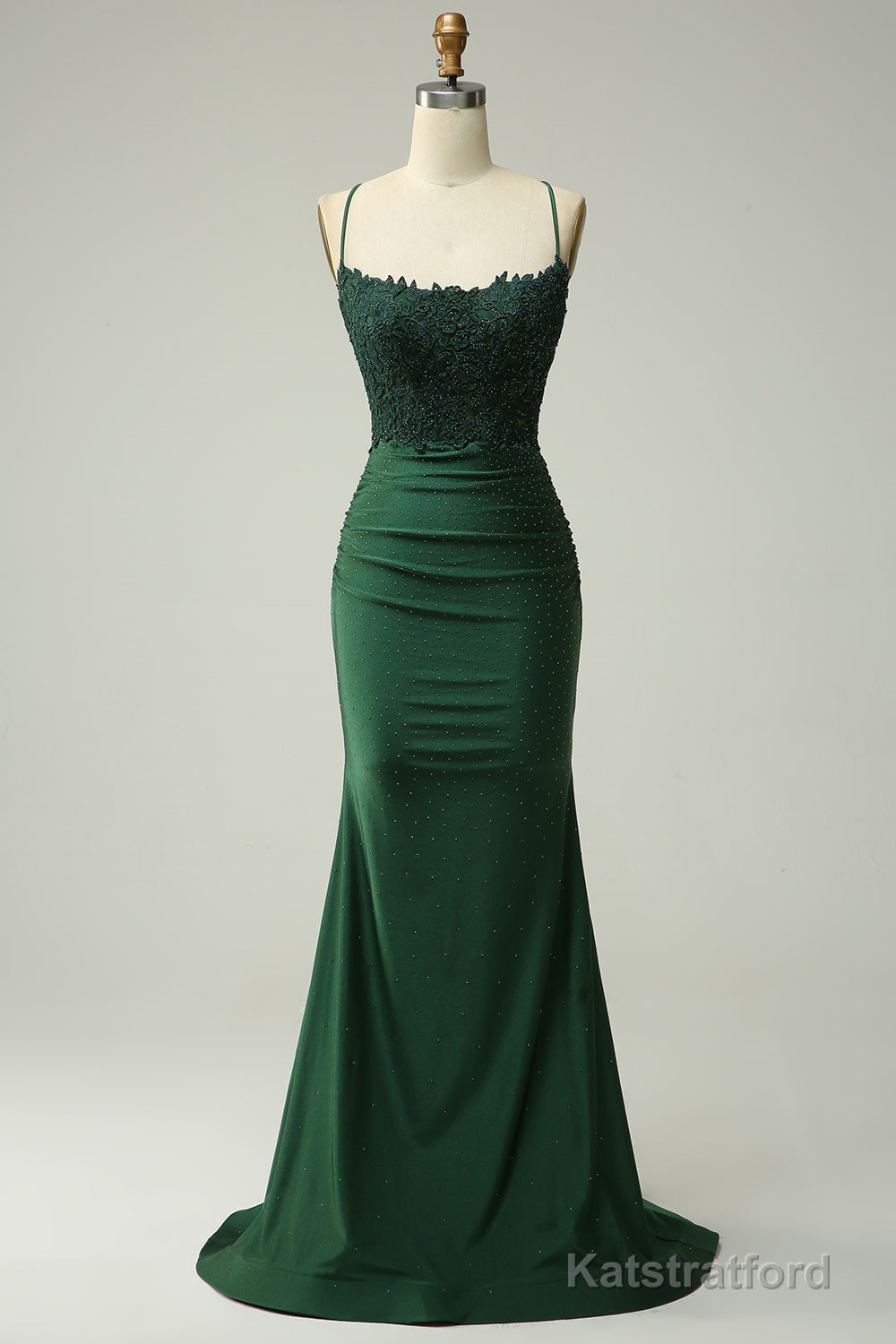 Sparkly Dark Green Beaded Long Prom Dress with Appliques