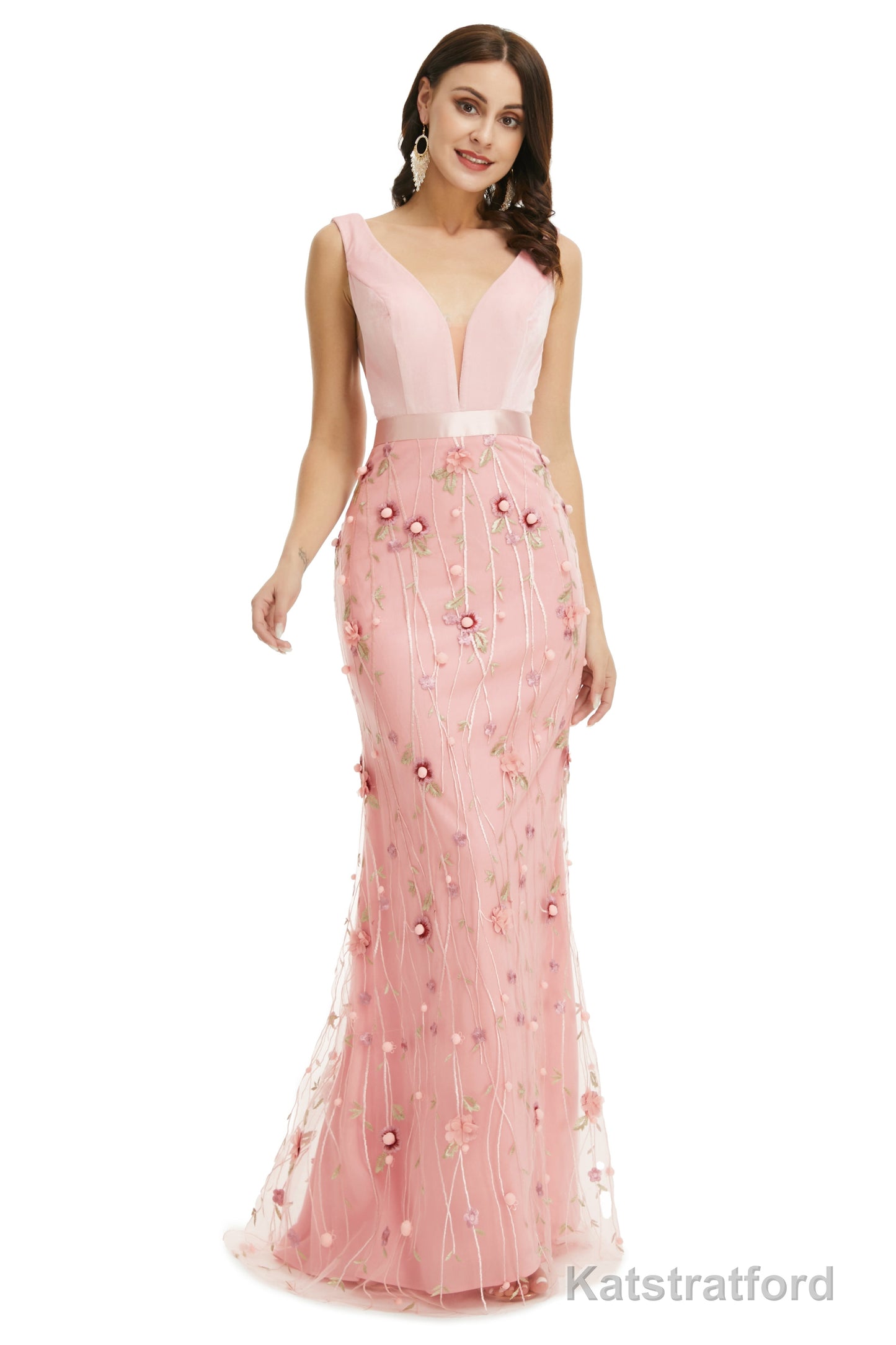 Lady Dresses Sleeveless Prom Dresses V Neck Formal Gowns 2025