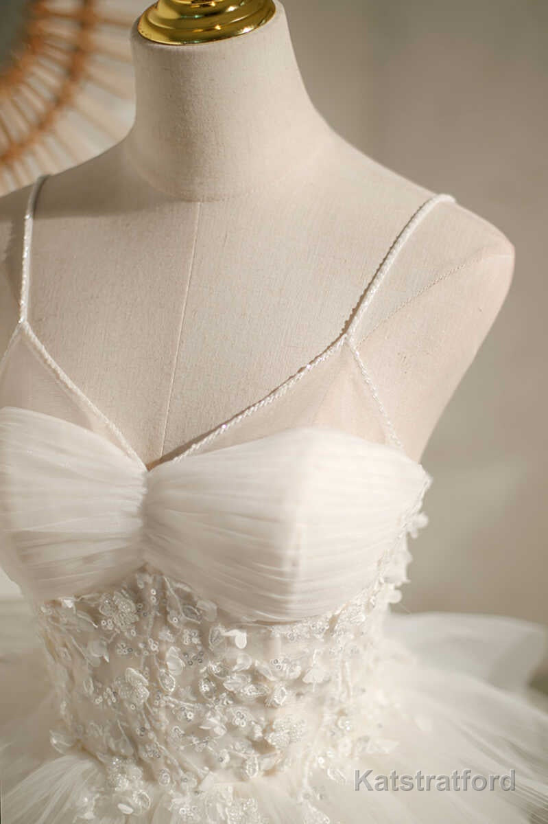 Multi-Tiered White Straps A-Line Short Party Dress