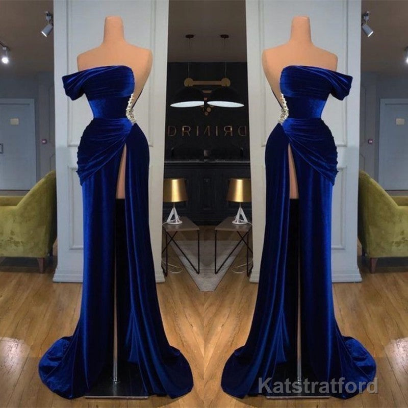Off-the-Shoulder Mermaid Long Prom Dress With Split