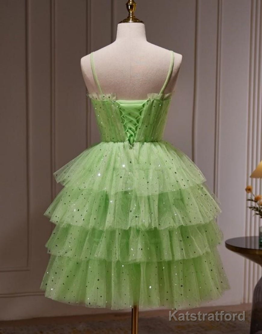Cute A-Line Four Layers Corset Back Homecoming Dress