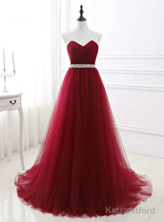 A-Line Beading Belt Long Charming Prom Dresses Floor-Length Evening Dresses