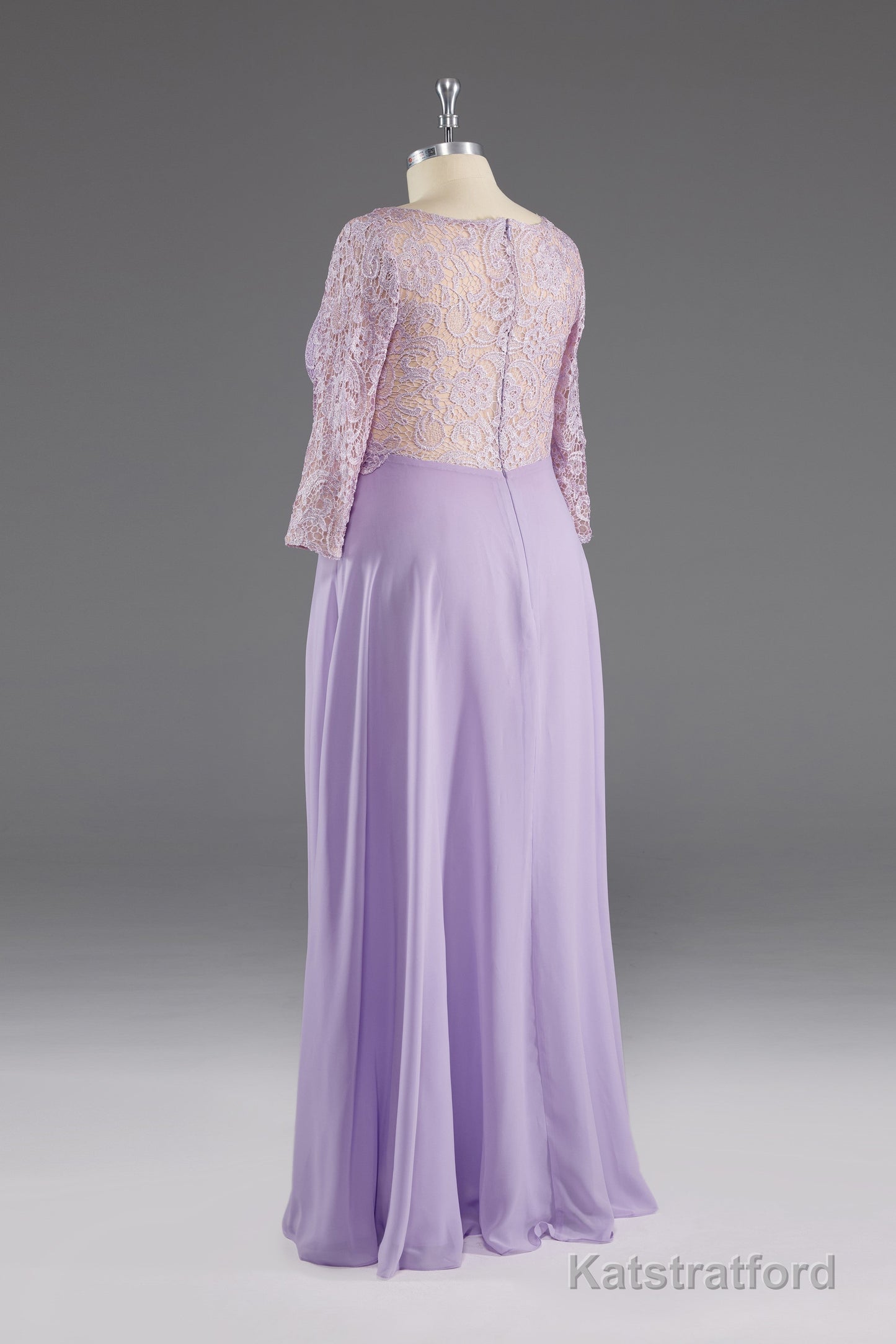 A-Line 3/4 Sleeves Scoop Lace Mother of The Bride Dress