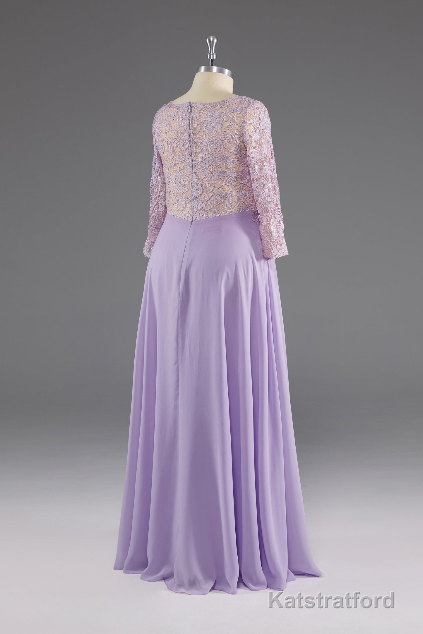A-Line 3/4 Sleeves Scoop Lace Mother of The Bride Dress