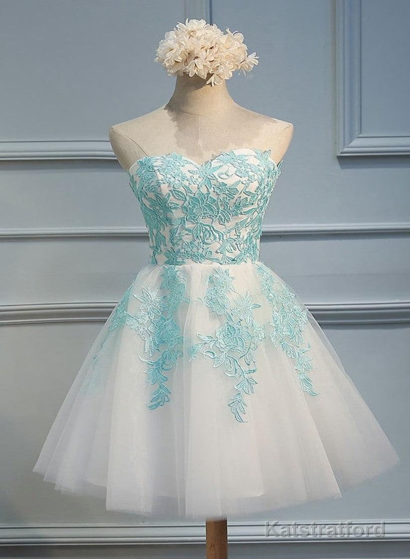 Adorable White Tulle Sweetheart Tulle Party Dress , Homecoming Dress , Lovely Party Dress
