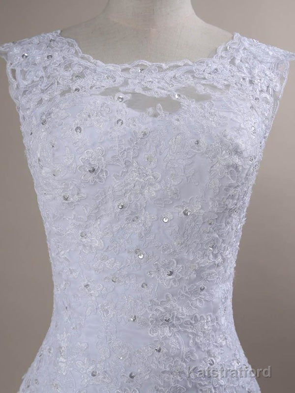 Beaded Lace Backless Mermaid Wedding Dresses