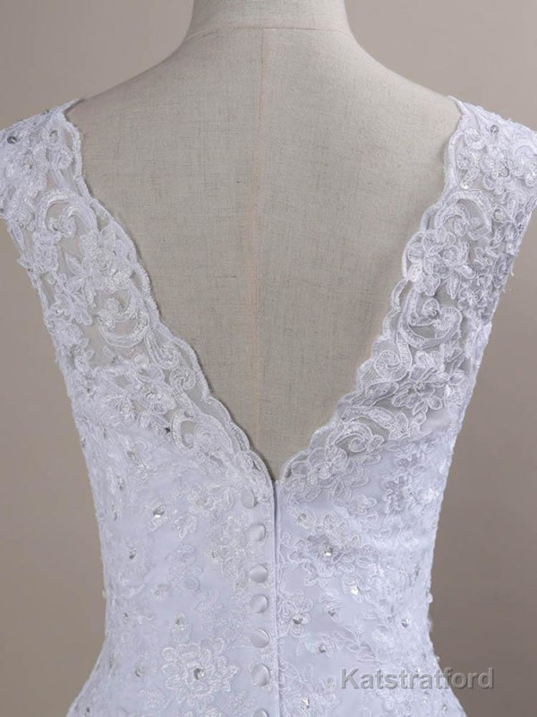 Beaded Lace Backless Mermaid Wedding Dresses