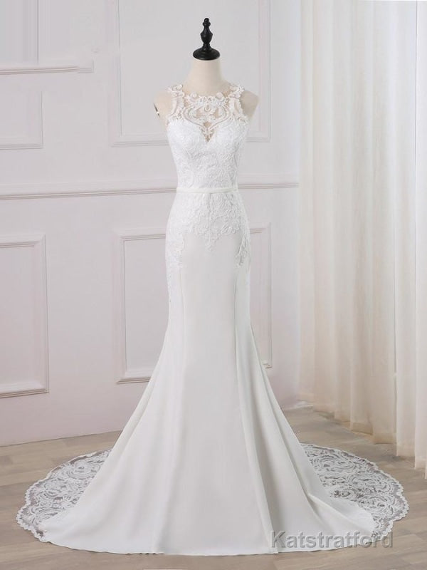 Precious Spaghetti Strap Lace Mermaid Wedding Dress