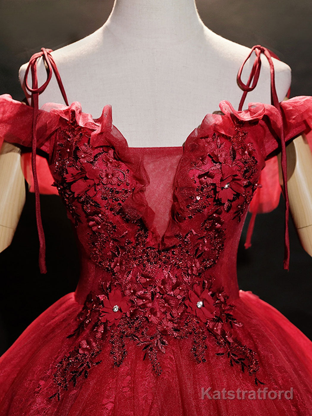 Burgundy Off Shoulder Tulle Lace Long Prom Dress, Burgundy Lace Sweet 16 Dress