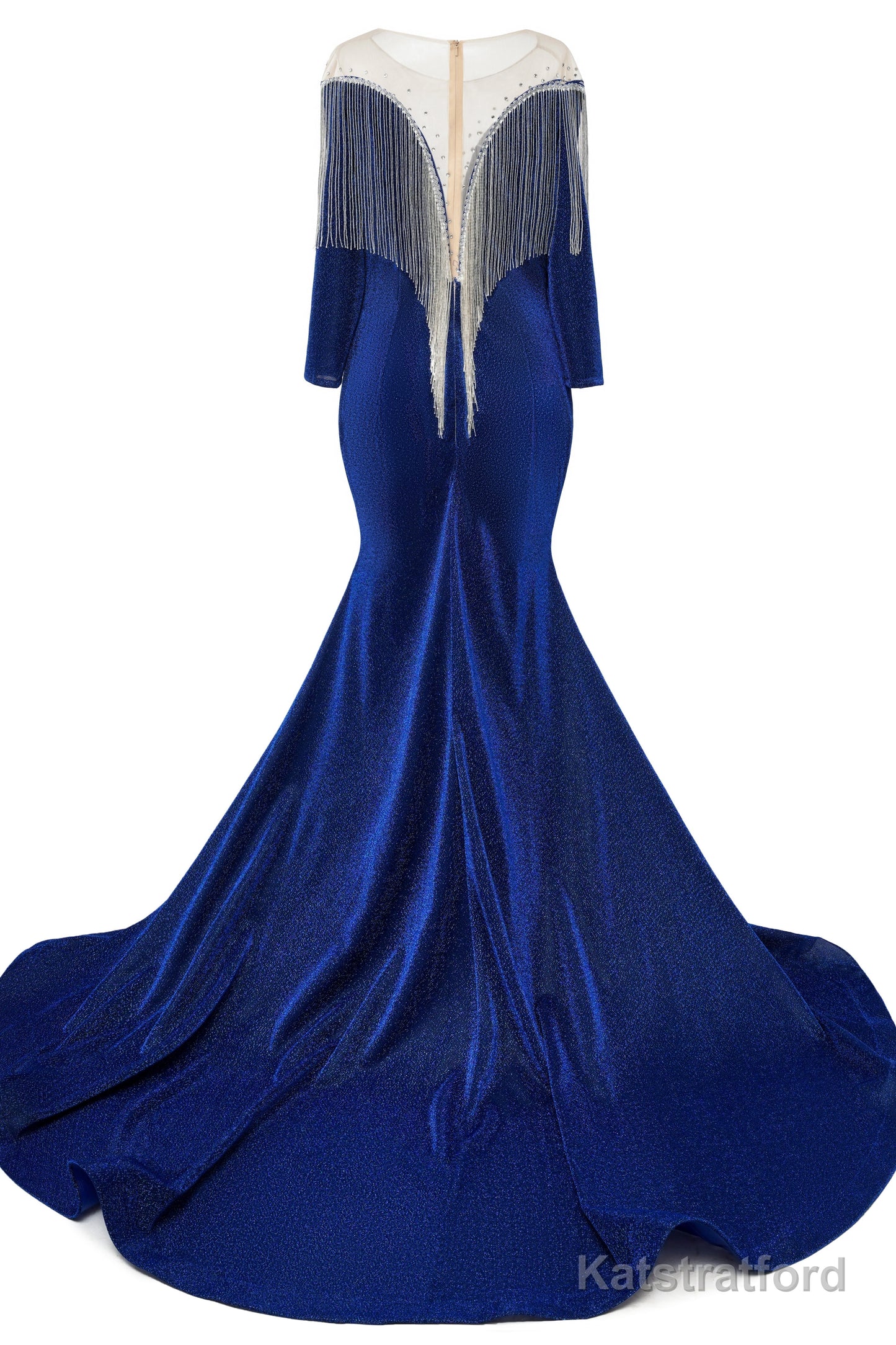 Deep V-neck Shiny Khaki Prom Dresses Long sleeves Mermaid Evening Party Dresses