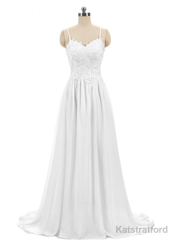 Cheap Bride Marry Dress White Chiffon Embroidery Wedding Dress