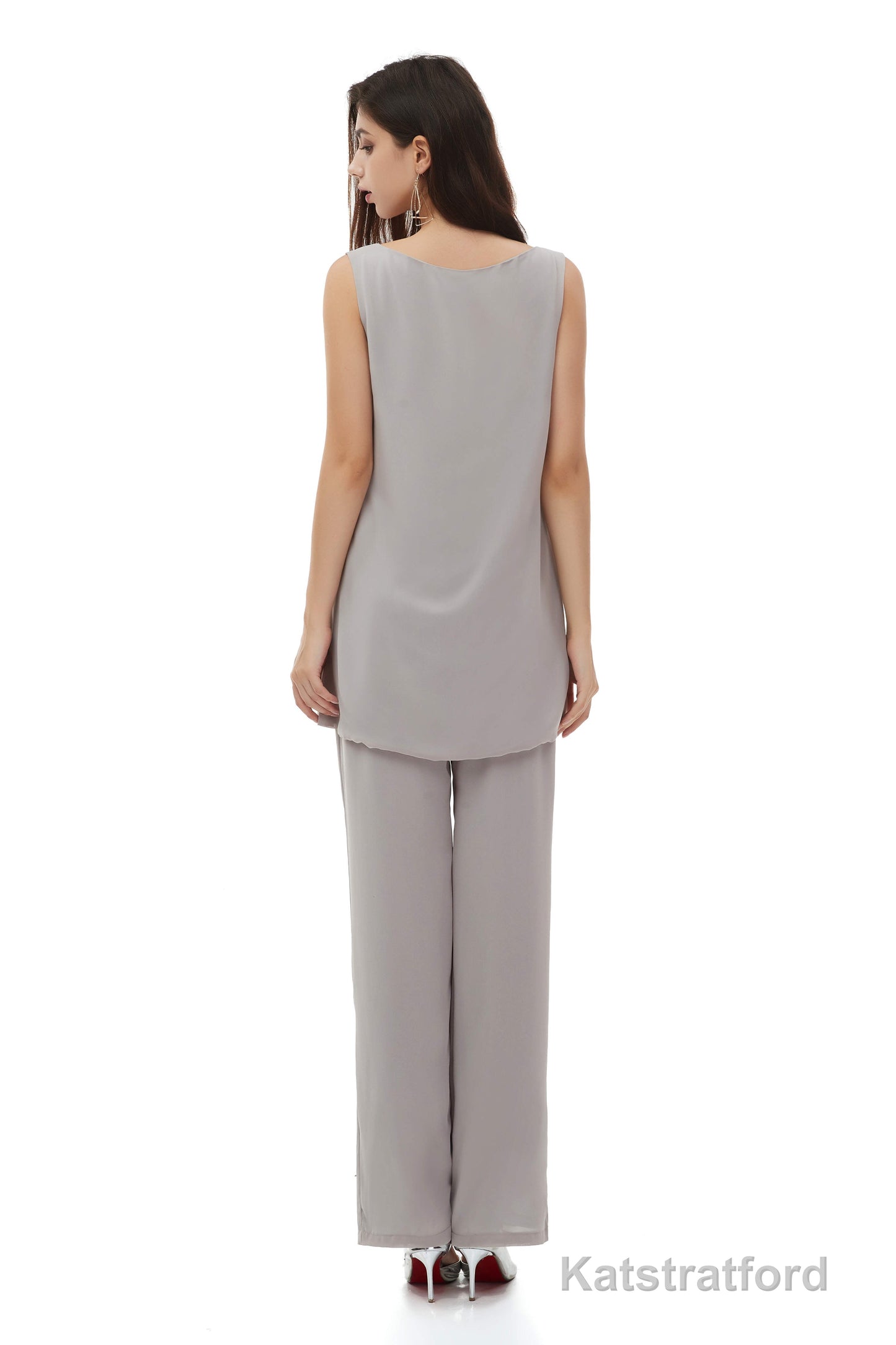 Chiffon Pant Suits Plus Size with Jacket Mother of The Bride Dresses
