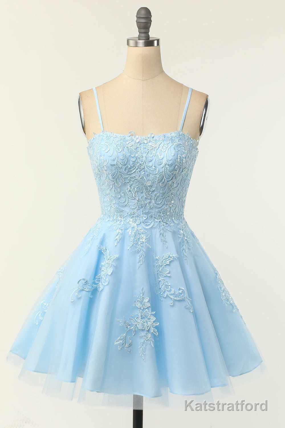 Cute Glitter Blue Homecoming Dresses A Line Sequins Short Prom Dresses with Appliques