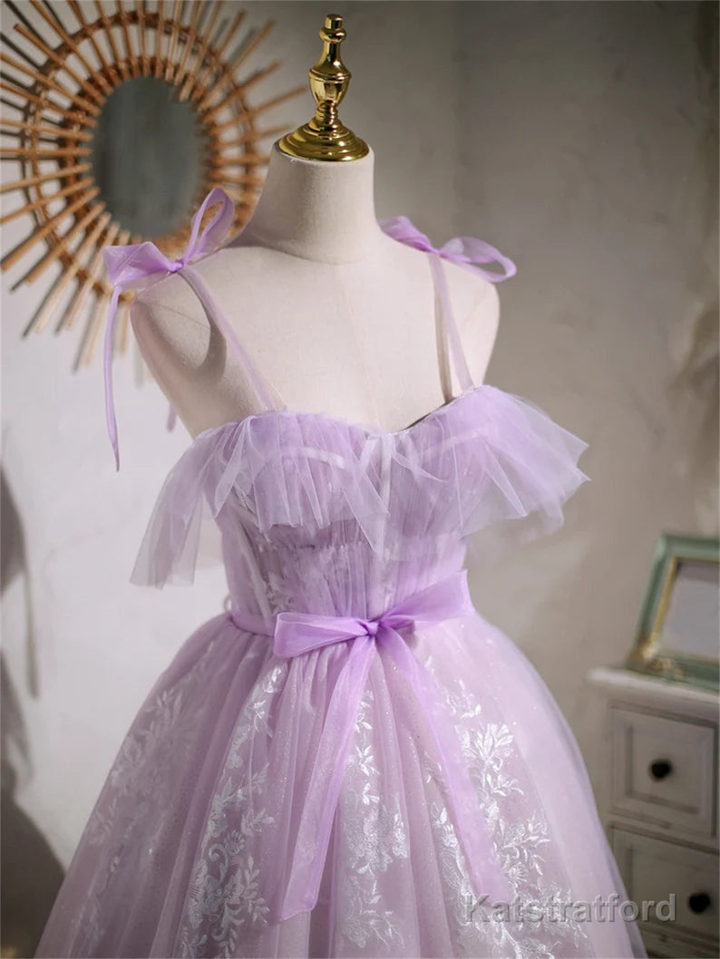 Cute Lavender Tulle Short Prom Dress, Lavender Homecoming Dress 2025