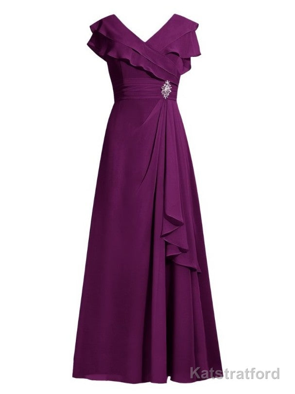 Elegance V-Neck Beading A-Line Mother Of The Bride Dress