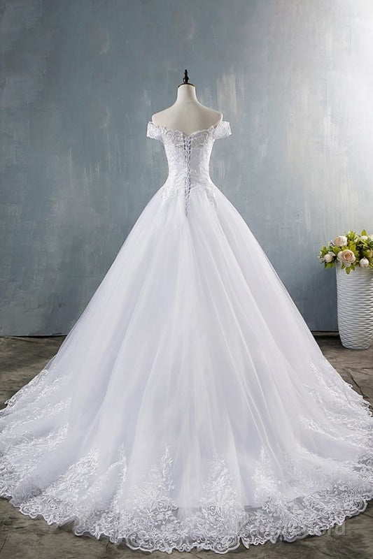 Elegant Appliques Lace Tulle A-line Wedding Dress