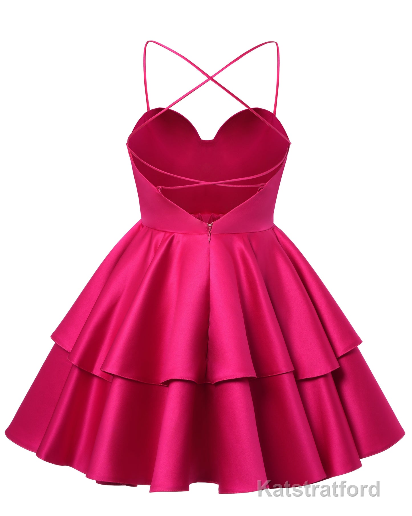 Burnt Orange Satin Homecoming Dress Sweetheart Neck Tiered Short Graduation Dresses