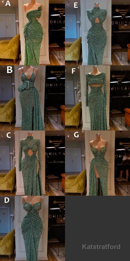 Glitter Off-the-Shoulder Slim Mermaid Prom Party GownsSleeveless Mermaid Evening Gowns
