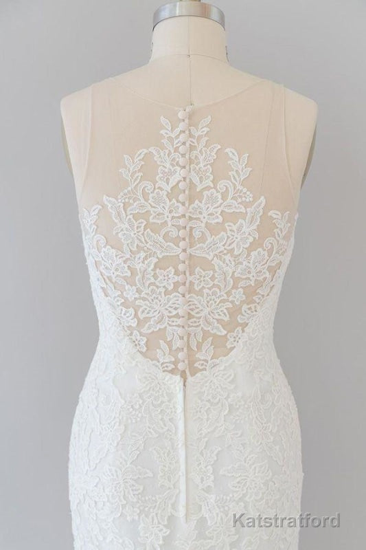 Graceful Illusion Appliques Mermaid Wedding Dress
