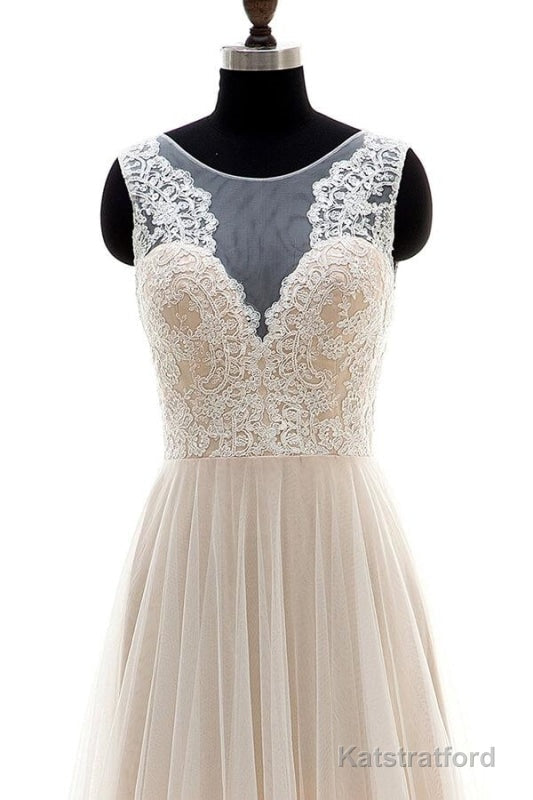 Lace Tulle A-line Floor Length Wedding Dress