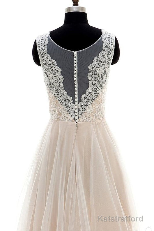 Lace Tulle A-line Floor Length Wedding Dress