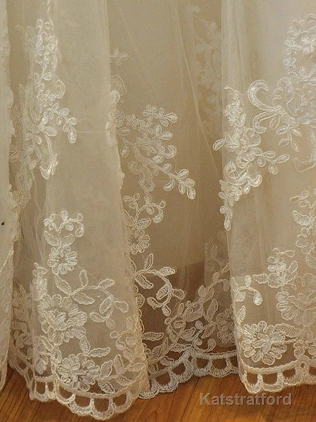 Long Mermaid Strapless Court Train Lace Organza Wedding Dresses