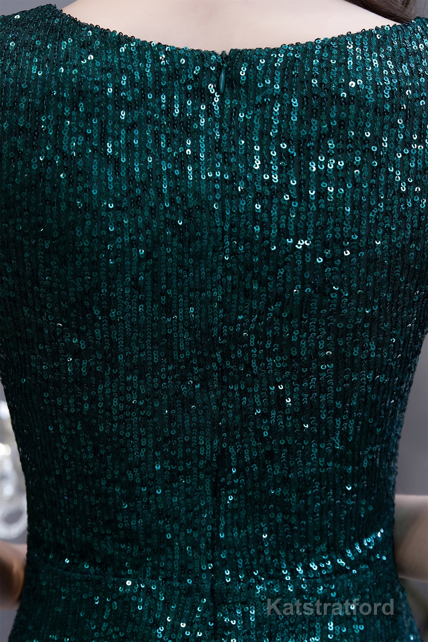 Long Sleeve V Neck Lace Prom Dresses Thin Cap Sleeve