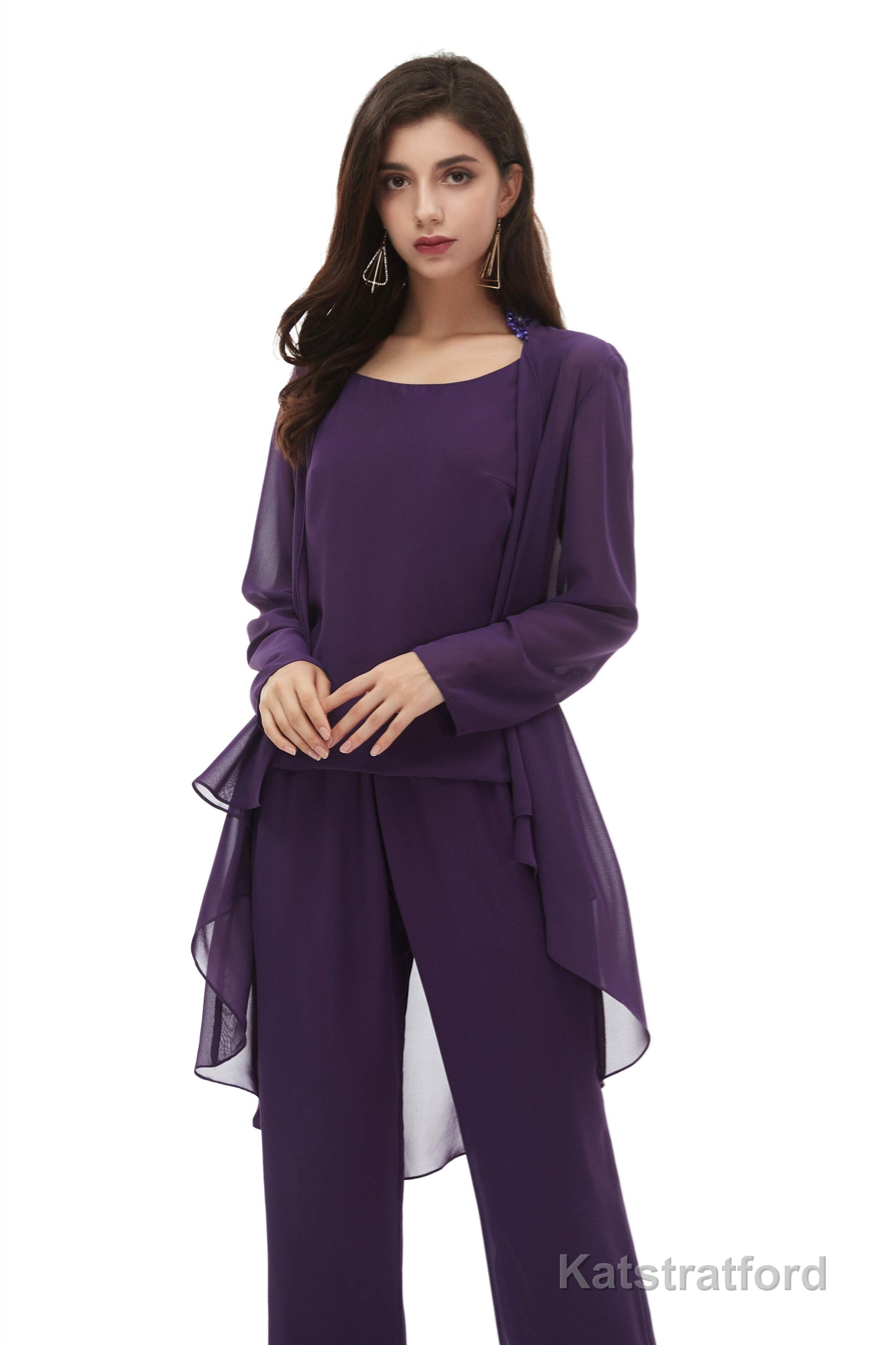 Mother of The Bride Dresses Pants Suit Long Sleeves with Jacket Outfit