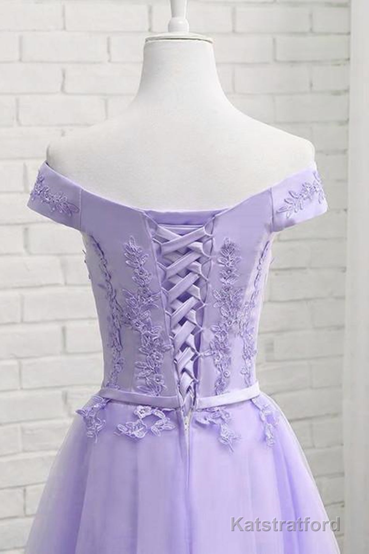 Off Shoulder Purple Lace Short Prom Dress, Lilac Lace Homecoming Dress, Short Purple Formal Evening Dress
