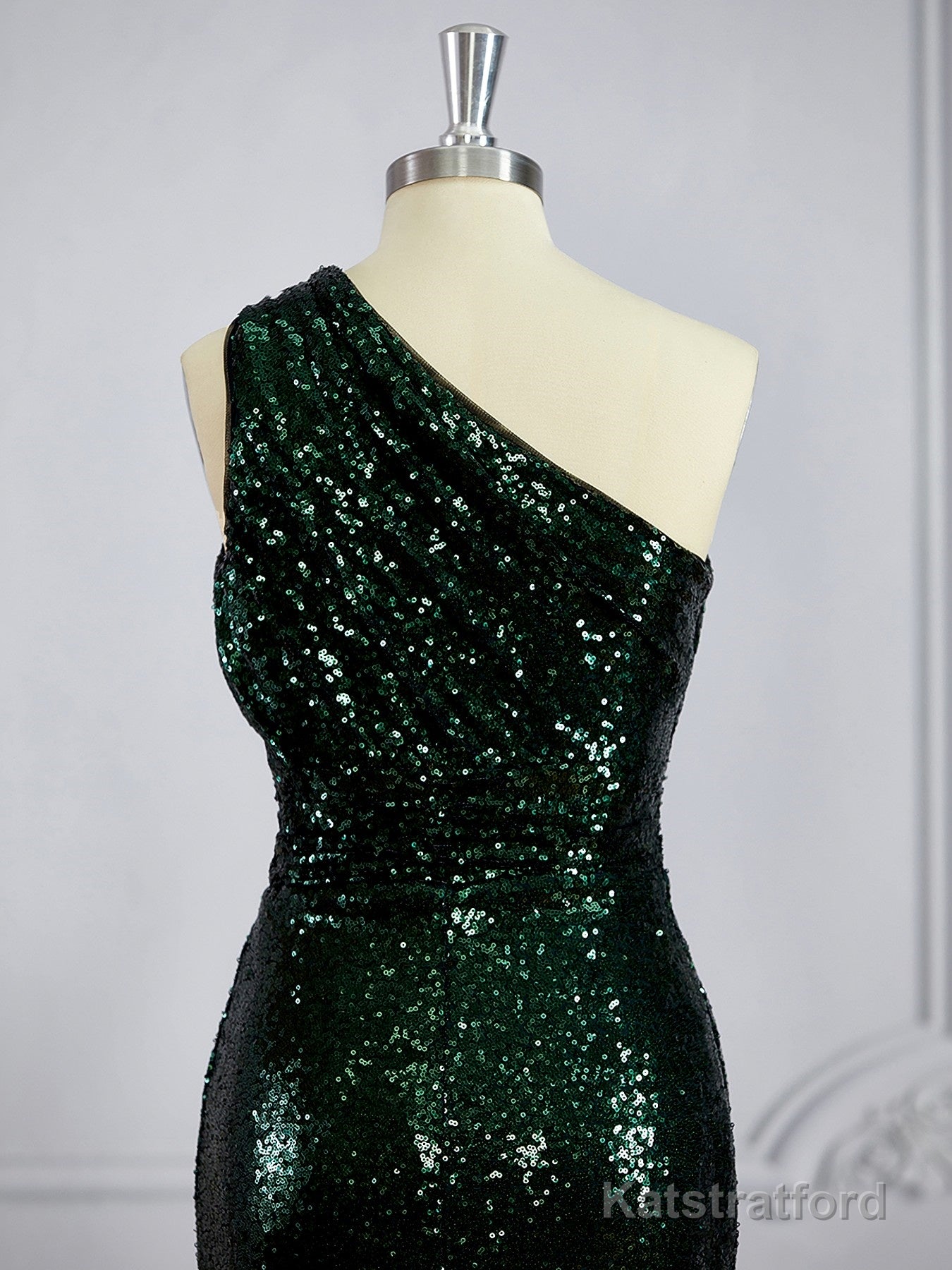 Sheath/Column One-Shoulder Sweep Train Sequins Bridesmaid Dresses