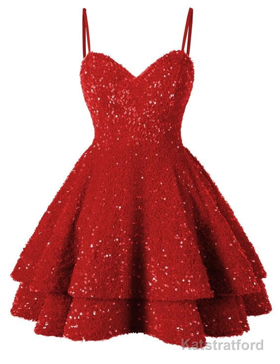 Short Homecoming Dress for Teens Sparkly Glitter Sequins A Line Mini Homecoming Dresses