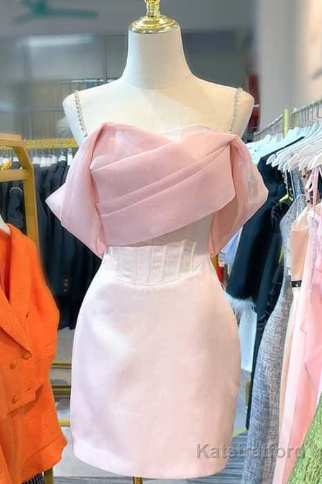 Simple Sheath Straps Pink Homecoming Dresses 16th Birthday Outfits