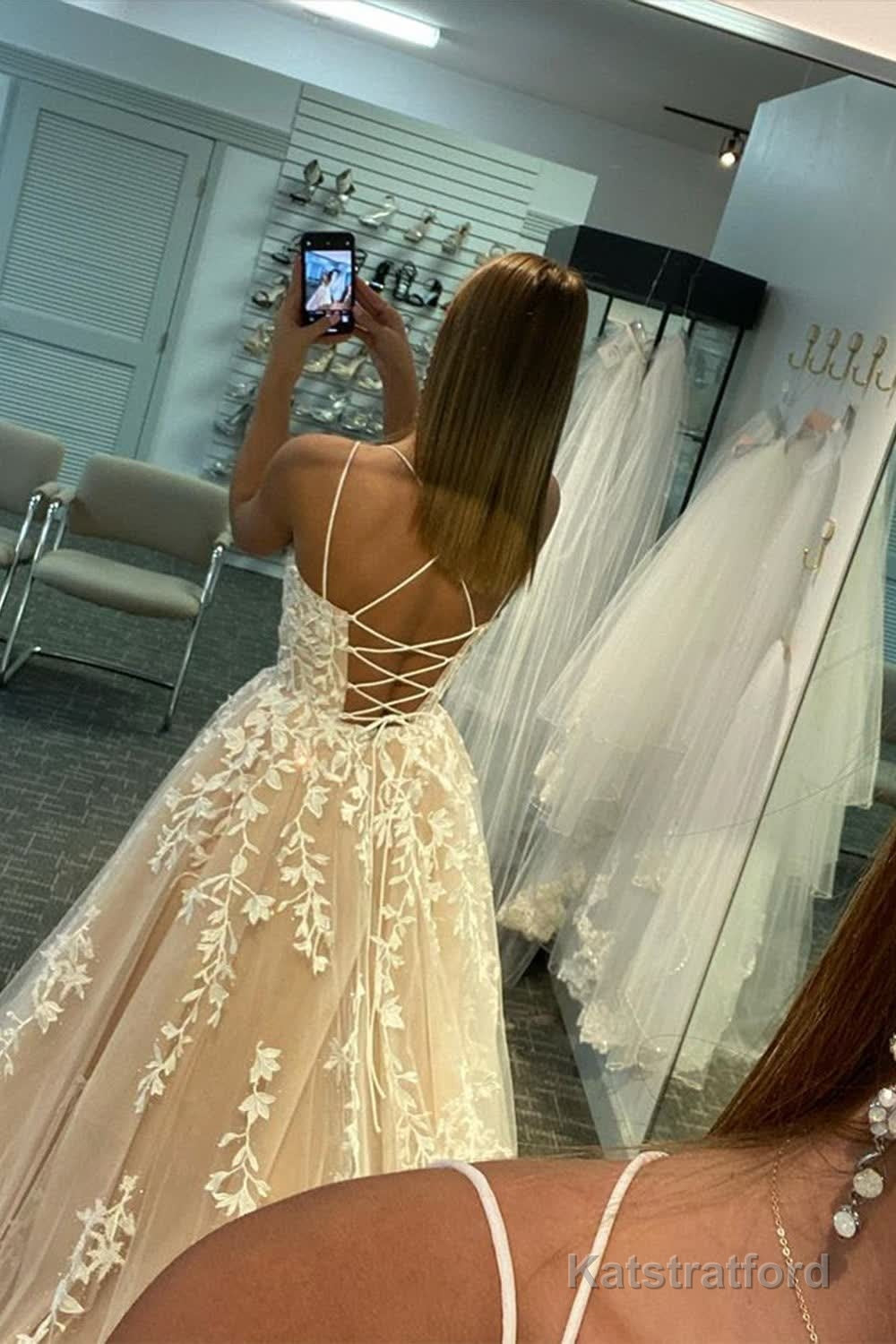 Yellow Tulle Prom Dress with Appliques