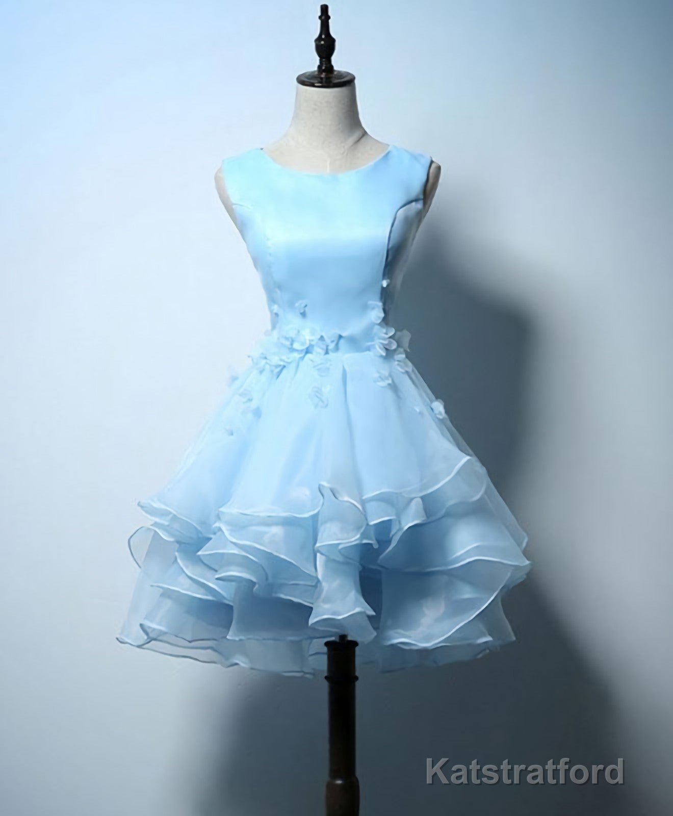 Cute Blue A Line Short Prom Dress, Blue Evening Dress