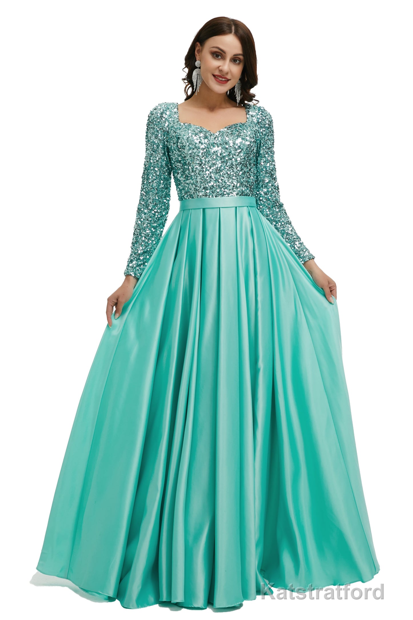 Lady Dresses Full Sleeve Prom Dresses V Neck Formal Gowns 2025 Floor Length Party Dresses