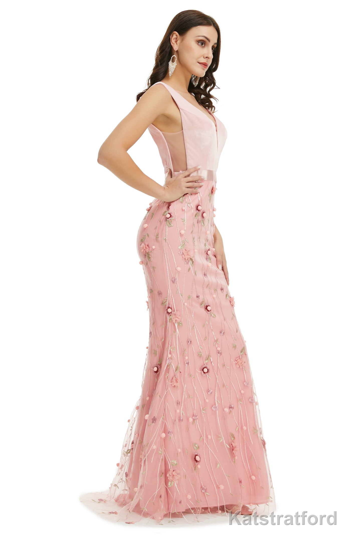Lady Dresses Sleeveless Prom Dresses V Neck Formal Gowns 2025
