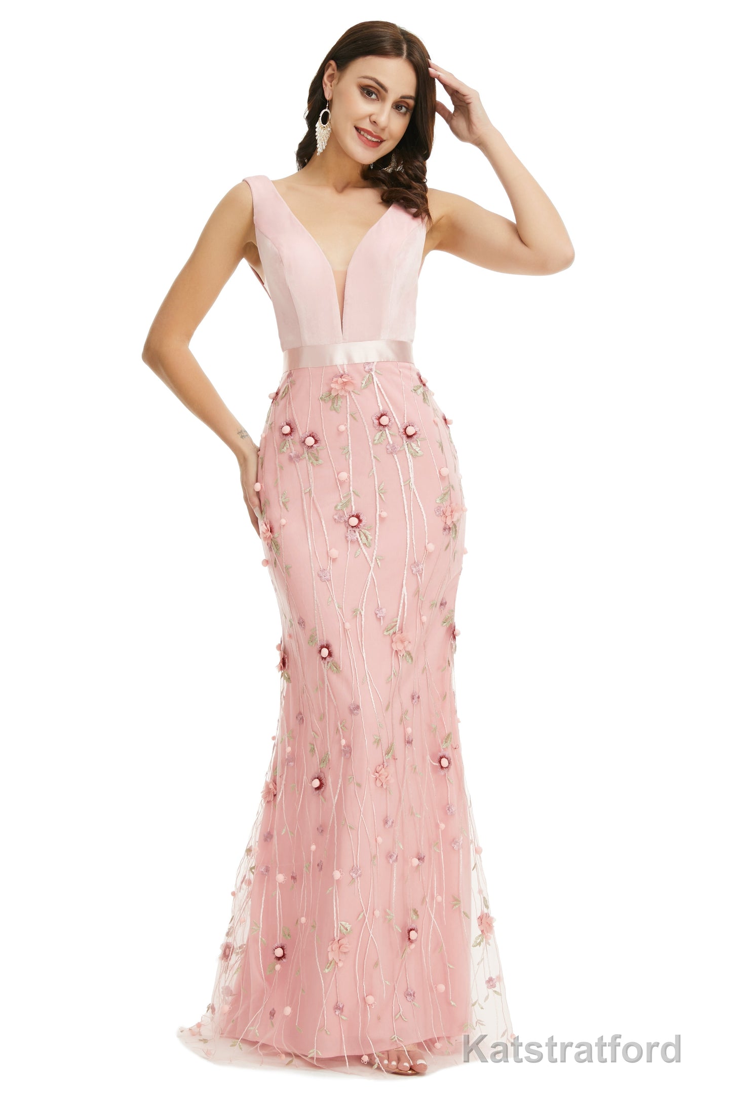 Lady Dresses Sleeveless Prom Dresses V Neck Formal Gowns 2025