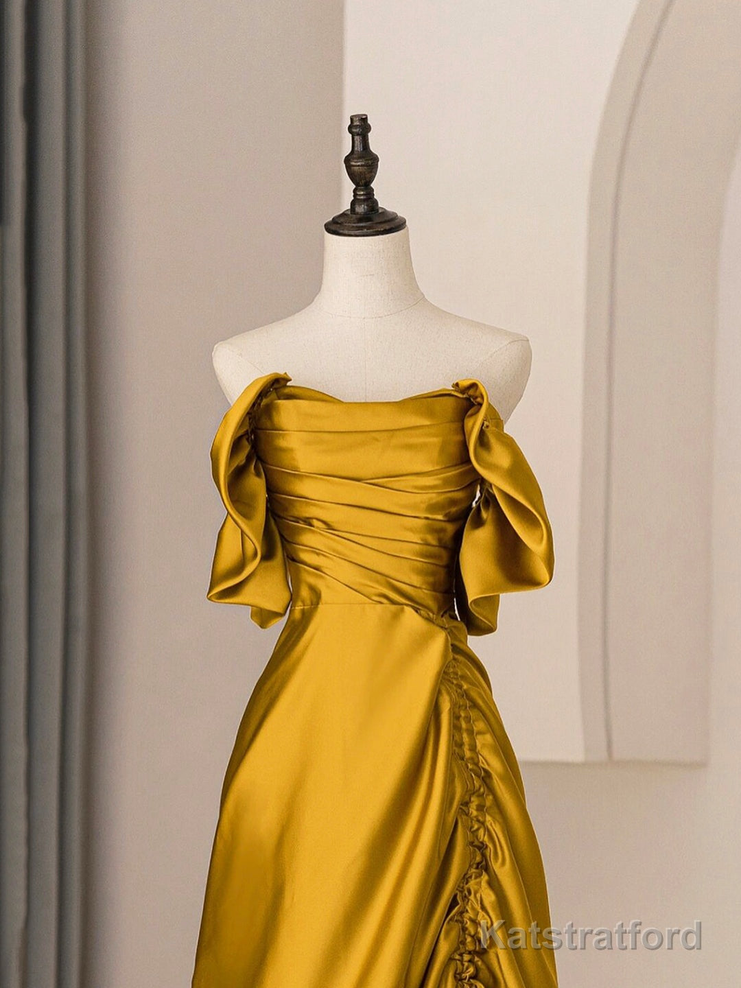 Unique Satin Long Prom Dress, Simple Strapless A-Line Evening Dress