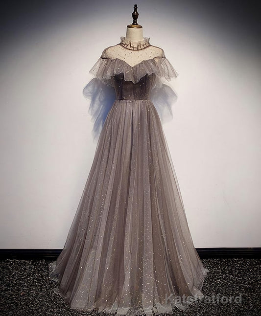 Unique Tulle Long Prom Dress, Tulle Evening Dress