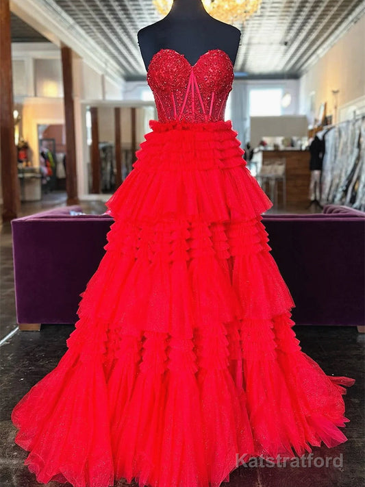 Black Red Purple Lace Prom Dresses, Black Red Purple Lace Formal Evening Dresses