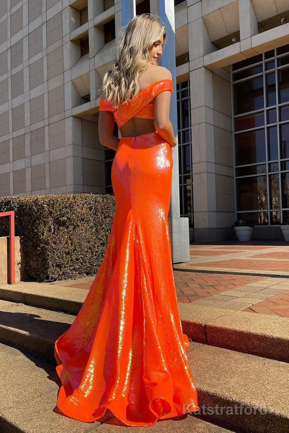 Blue Off Shoulder Sequins Mermaid Prom Dress