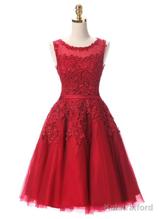 Burgundy Lace Short Beaded Homecoming Dress