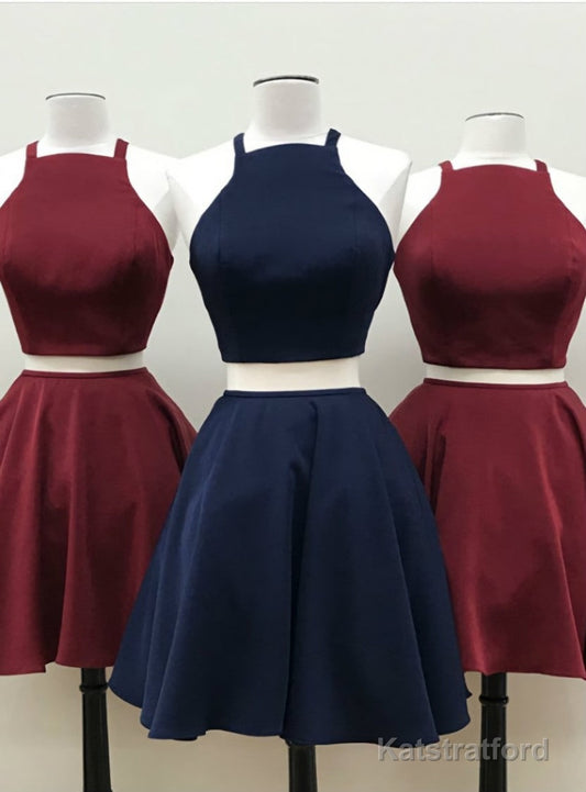 Burgundy Short Two Piece Homecoming Dress Two Piece Short Navy Blue Homecoming Dress