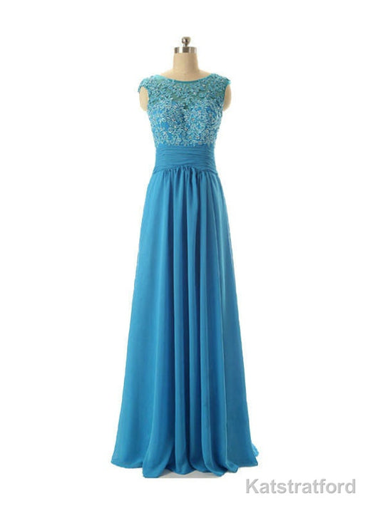 Cap Sleeve Lace Chiffon Floor Length Mother of The Bride Dress