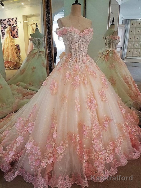 A Line Ball Gown Prom Dress, Long Evening Gown