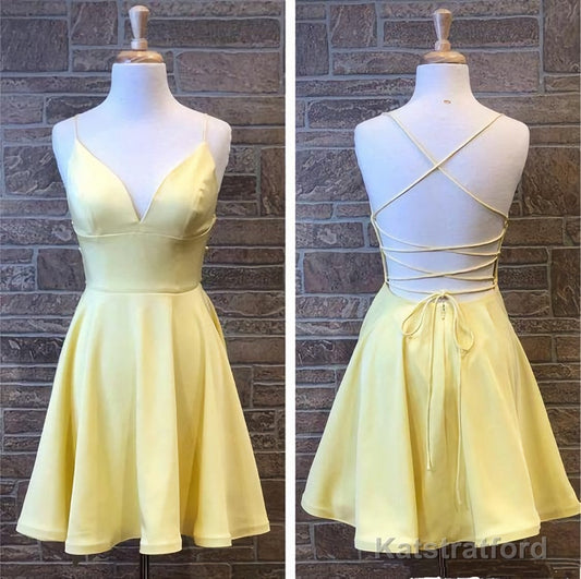 Yellow Short Homecoming Party Dress