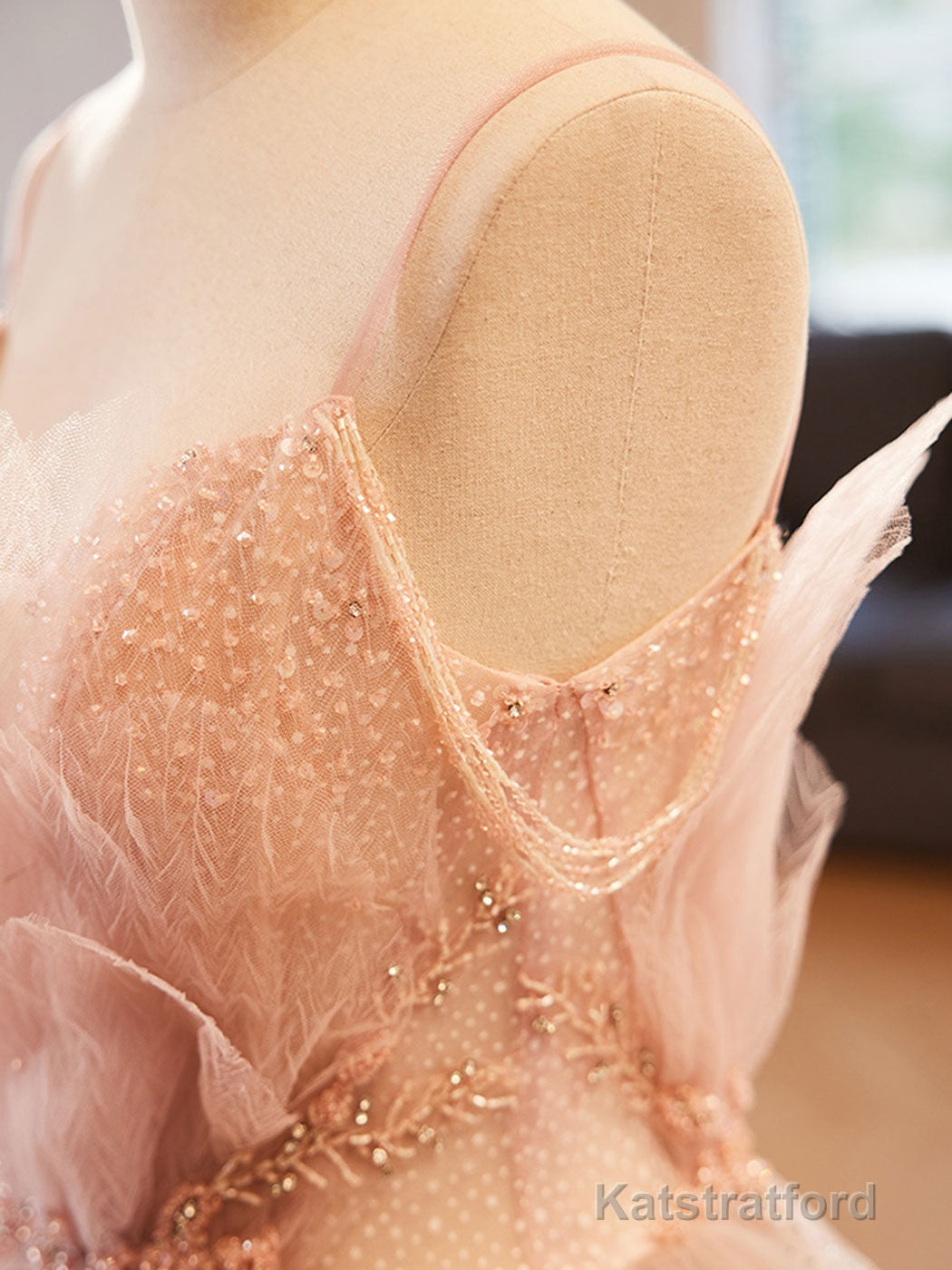 Champagne A-Line Beading Sequin Long Prom Dress, Champagne Formal Dress