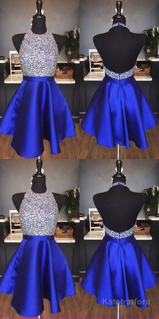 Royal Blue Tulle With Crystal Homecoming Dress