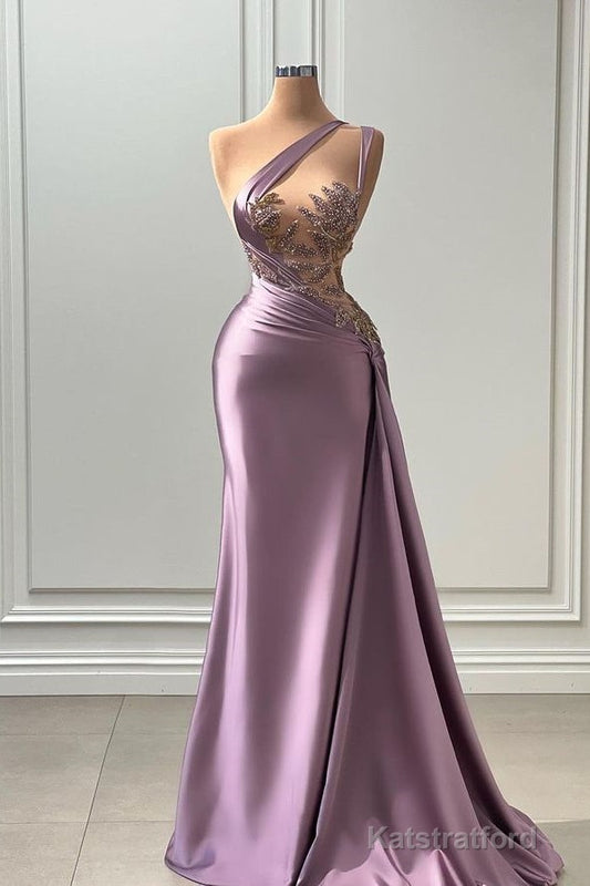 Sexy Purple Mermaid One-Shoulder Prom Dress