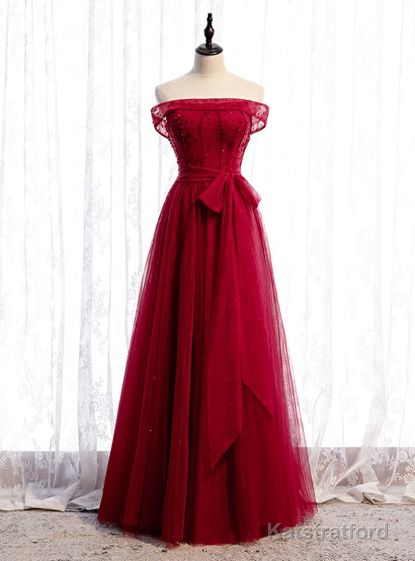 Fancy Tulle Off the Shoulder Beading Prom Dress